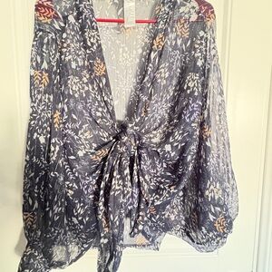 Free people multi-way Floral Sheer Women's Top with silver accents